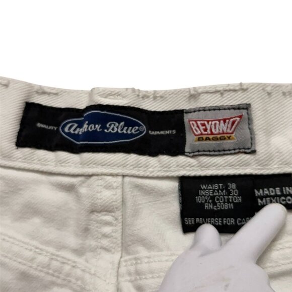 Anchor Blue Beyond Baggy Jeans Mens Size 38x30 Relaxed Fit White VTG Y2K - Picture 5 of 6